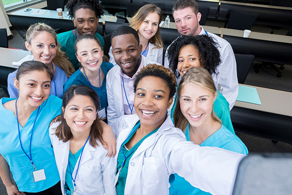 group of medical students taking a selfie