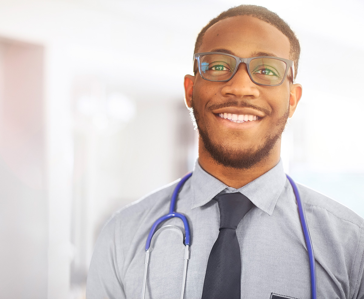 african american male doctor smiling